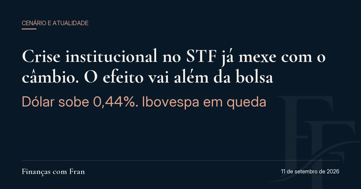 Crise institucional no STF já mexe com o câmbio, e o efeito vai além da bolsa